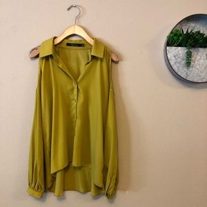 long sleeve mustard/green shirt